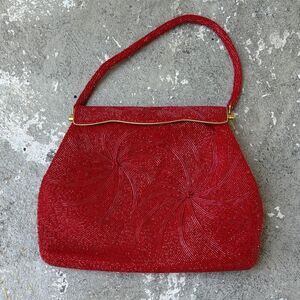 Vintage red beaded bag